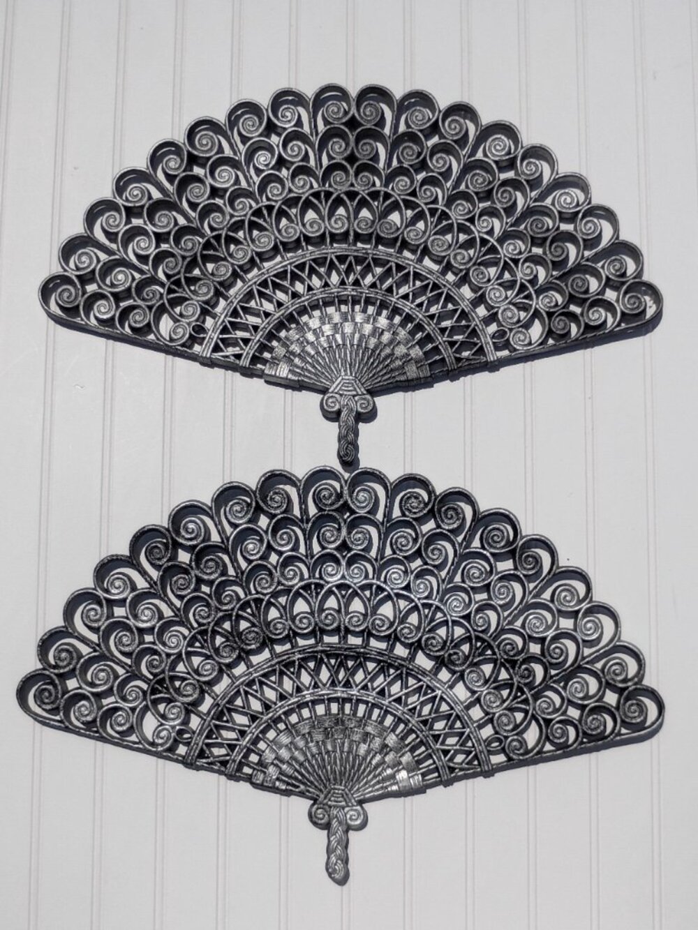 Vintage 1980 Burwood Wall Fans Pair 2424 Made in USA Hollywood Regency MCM Decor